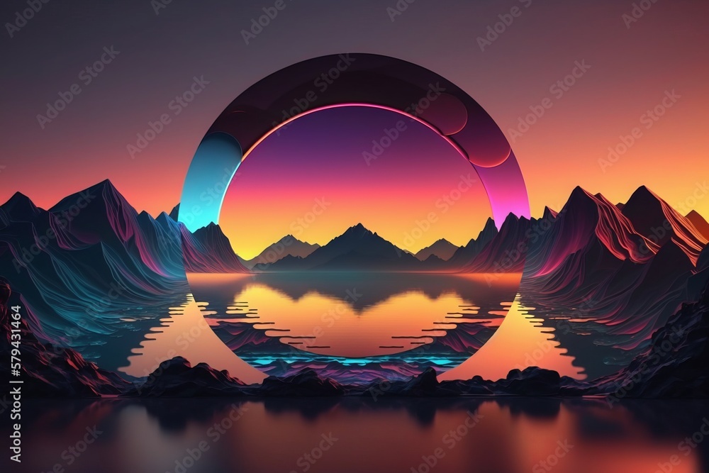 Poster enjoy the vibrant colors of an abstract sunset background - generative ai