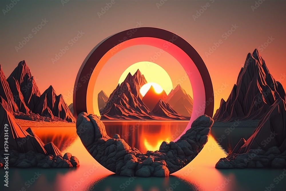 Poster brighten up your workspace with this abstract sunrise background - generative ai