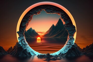 Start your day on a positive note with this abstract sunrise wallpaper - Generative AI