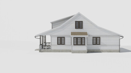 3D render of an American country house. game ready model. High detail.