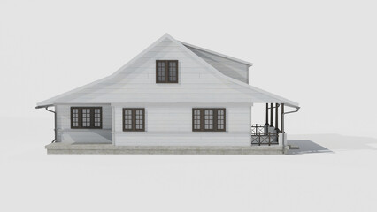 3D render of an American country house. game ready model. High detail.