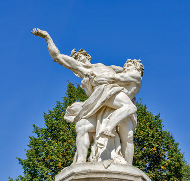 Hercules sculpture at the baroque garden of the palace Schlosshof in Austria