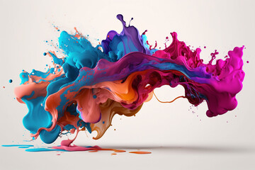 Naklejka premium Amazing creative abstract background illustration of a colored floating liquid in the trend colors pink, orange, blue and violet. Ai generated