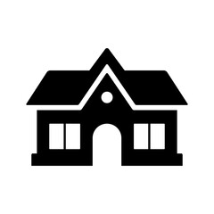 Building icon. House, cafe, hotel. Black silhouette. Front view. Vector simple flat graphic illustration. Isolated object on a white background. Isolate.