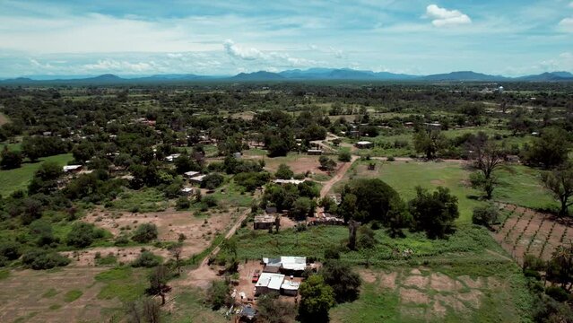 Aerial view of the old town of Navajoa, Mexico on a sunny day