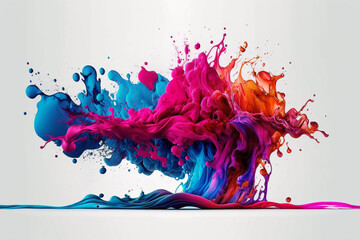 Amazing creative abstract background illustration of a colored floating liquid in the trend colors pink, orange, blue and violet. Ai generated