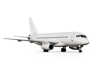 Fototapeta na wymiar White passenger airplane isolated on transparent background