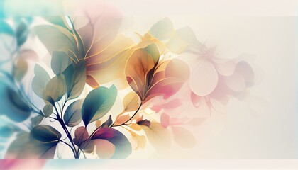 A white background with a blurred floral design in pastel colors. Generative AI