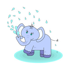 baby elephant with water droplets cartoon image on white background vector image 