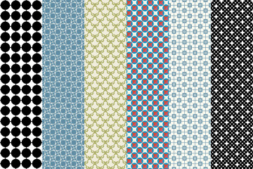 Seamless set of pattern. Ornamental wallpaper. Modern design, digital paper. Vector abstract artwork.