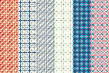 Simple seamless set of pattern, geometric texture, monochrome illustration. Design element for prints.