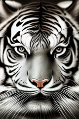 Close-up on a tiger head - AI-generated fine art