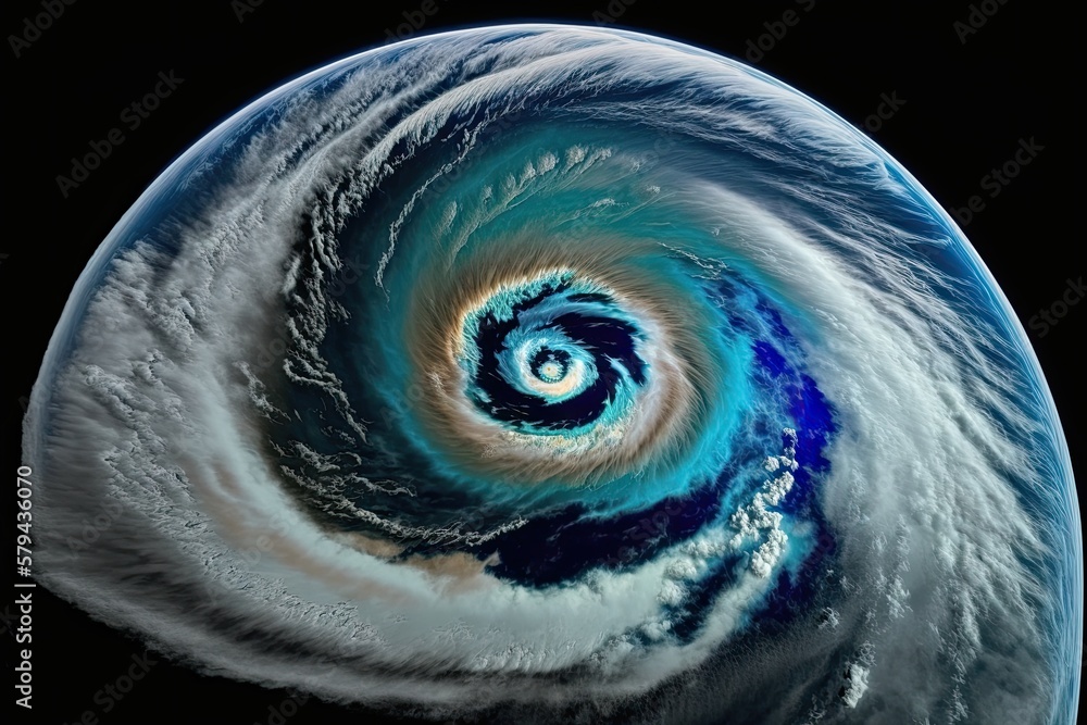 Sticker Hurricane Florence is currently brewing in the Atlantic Ocean. Taking a look from space. Over the water, a super typhoon is brewing. The calm center of the storm. It was a cyclone in the atmosphere. S