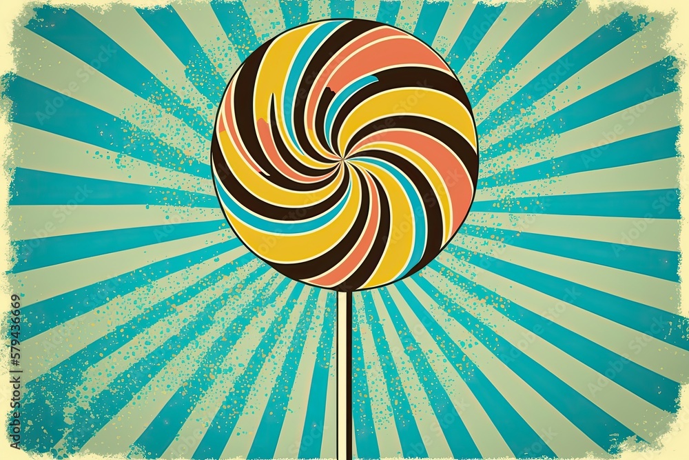 Canvas Prints lollipop in retro style with a bright background. generative ai