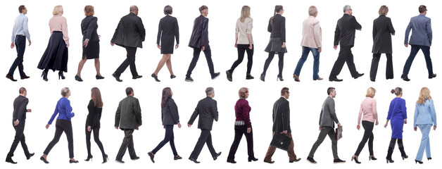 group of successful business people in motion isolated