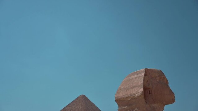 Sphinx in front of the great pyramids in Cairo Egypt