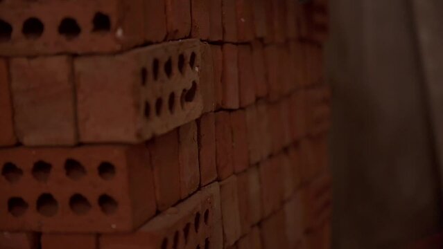 Closeup shot of bricks in a building costruction area in Egypt