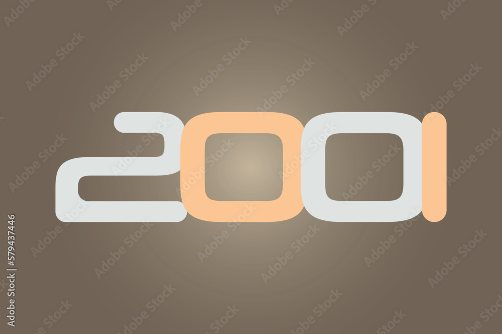 Poster year 2001 numeric typography text vector design on gradient color background. 2001 historical calend