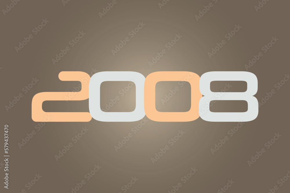 Poster year 2008 numeric typography text vector design on gradient color background. 2008 historical calend