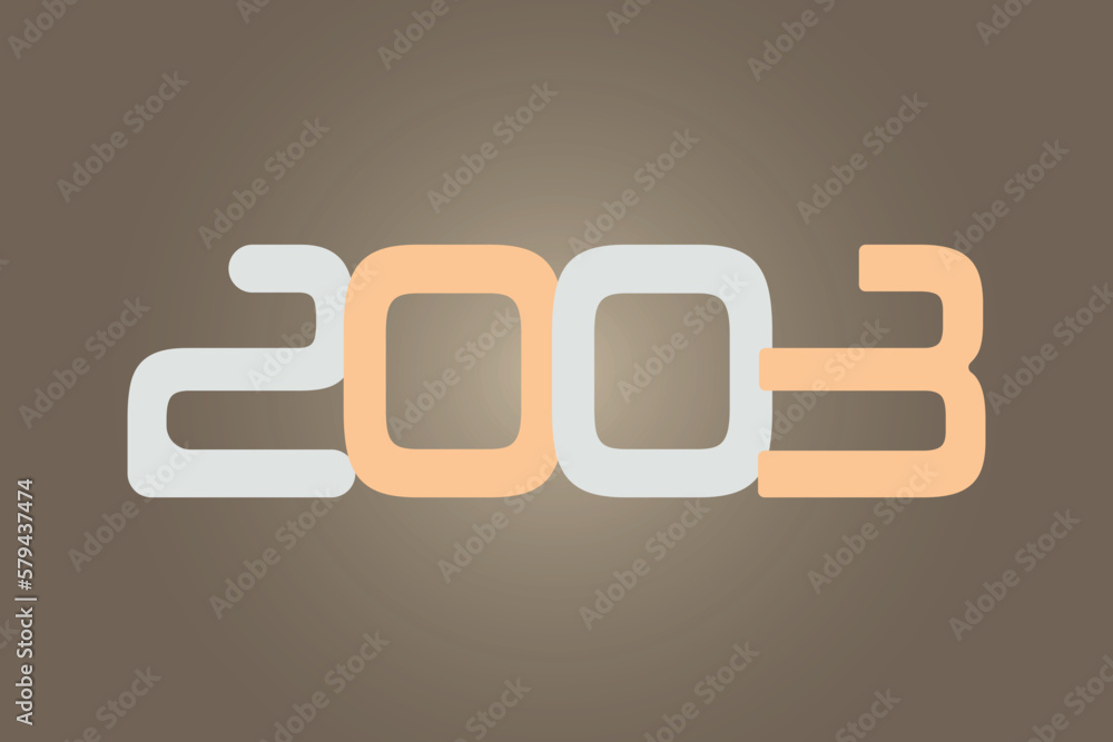 Poster year 2003 numeric typography text vector design on gradient color background. 2003 historical calend
