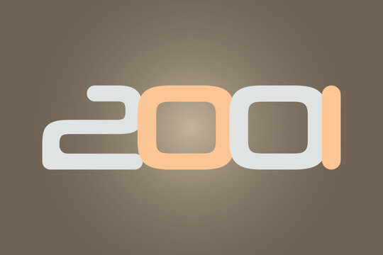 Year 2001 numeric typography text vector design on gradient color background. 2001 historical calendar year logo template design. 