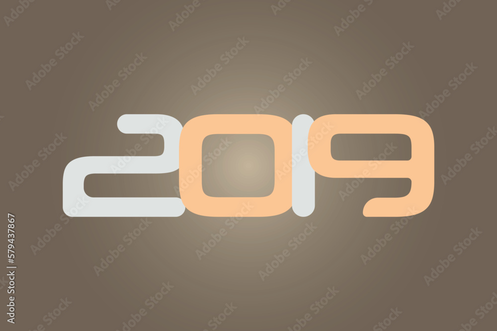 Poster year 2019 numeric typography text vector design on gradient color background. 2019 historical calend
