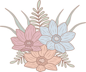 Spring pastel bouquets, png file