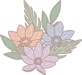 Spring pastel bouquets, png file