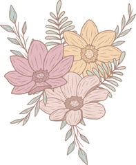 Spring pastel bouquets, png file