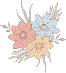 Spring pastel bouquets, png file