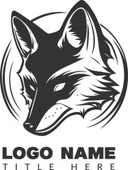 	
Black and white isolated fox mascot logo vector illustration.