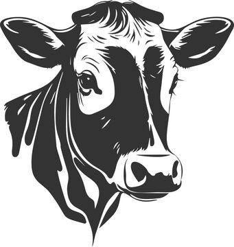 	
Hand draws cow silhouette vector illustration isolated on a white background.