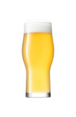 Glass of beer on white background. File contains clipping paths.