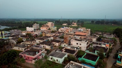 Aerial view of the small town of Elluppi in the state of Andhra Pradesh India