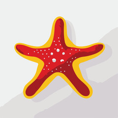 Red starfish with yellow dots vector