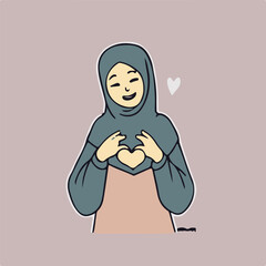  Smiling arabic woman show heart gesture