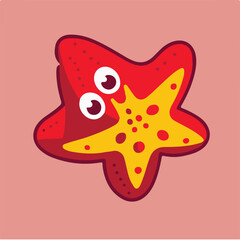 Red starfish with yellow dots vector