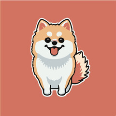 Spitz dog cartoon vector sticker design vector 