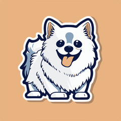 Spitz dog cartoon vector sticker design vector 