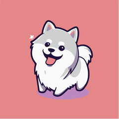 Spitz dog cartoon vector sticker design vector 