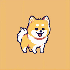 Spitz dog cartoon vector sticker design vector 