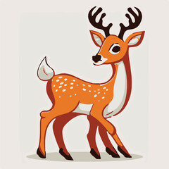 Vector cute deer cartoon on solid background