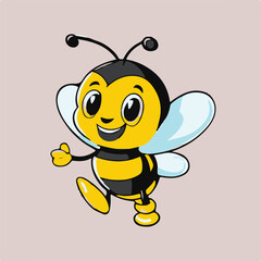  Vector cute happy bee cartoon on solid background 