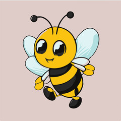  Vector cute happy bee cartoon on solid background 