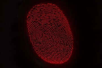 Red fingerprint background. Generative AI. - obrazy, fototapety, plakaty