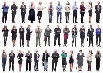 group of people holding phone in hand and looking at camera