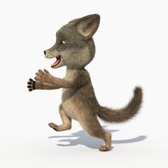 3D rendering of a cartoon wolf cup on an isolated background