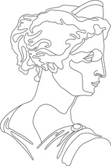 Vector portrite of beautiful young ancient greece woman. Line art element for design card, poster, invitation, illustration, print.