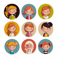 User Avatar Illustration: A Diverse Collection of Profile Icons Depicting People of Different Ages, Ethnicities, and Professions created with Generative AI technology