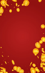 Abundance Golden Coin Vector Red Background.